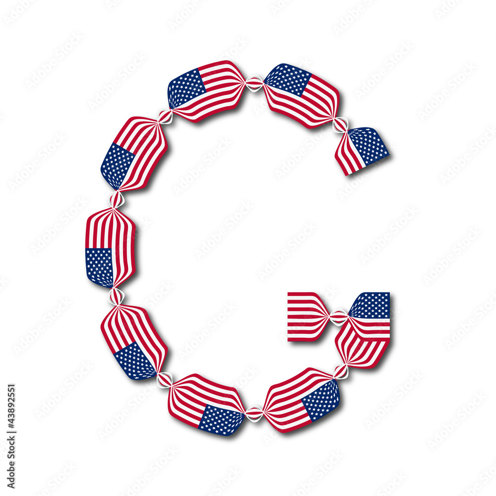 Fototapeta premium Letter G made of USA flags in form of candies