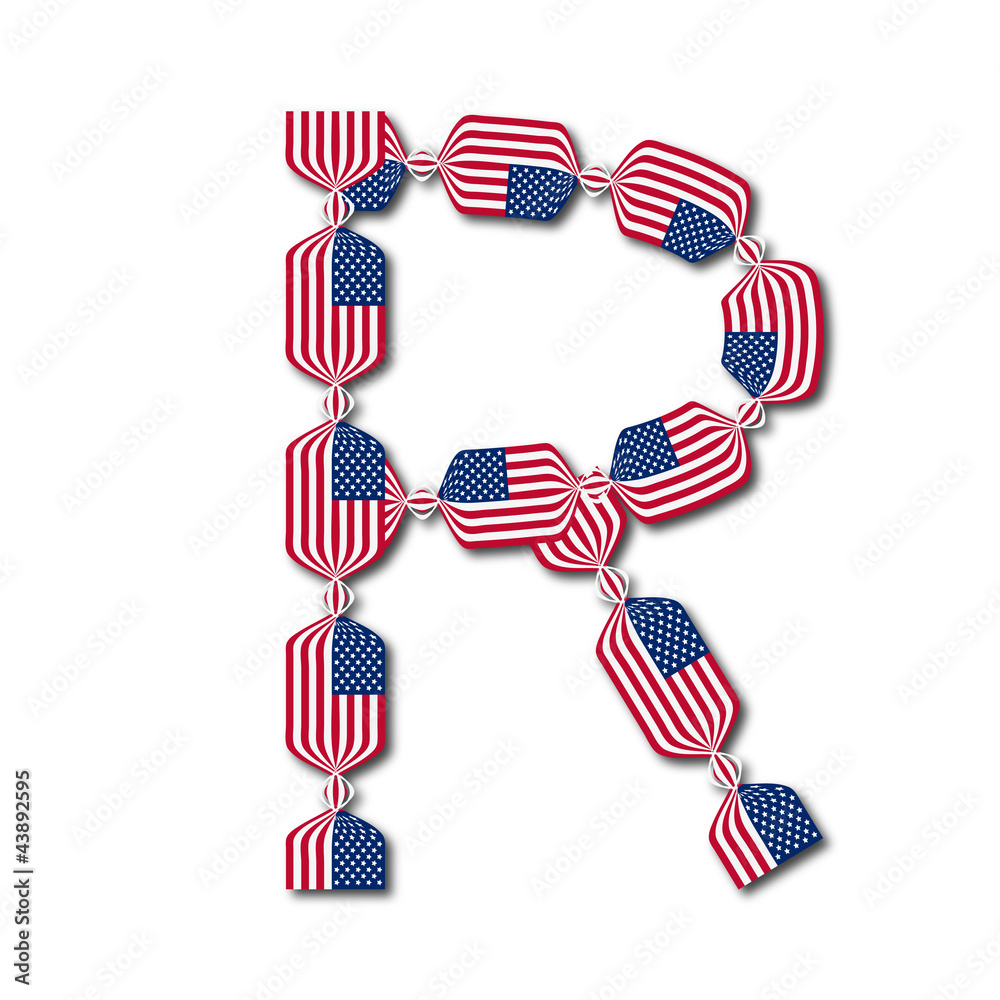 Obraz premium Letter R made of USA flags in form of candies