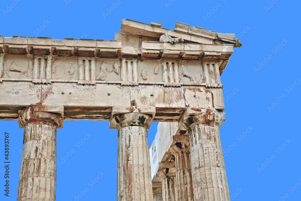 grèce; Athènes : colonnes de temple antique