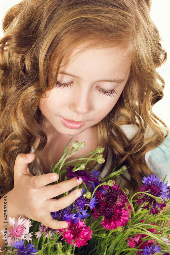little girl with flowers little girl with flowers
