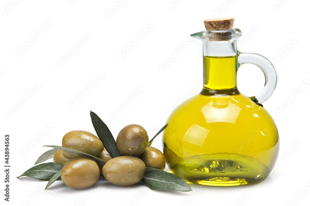 Aceite de oliva virgen extra de primera prensa en frío. Stock