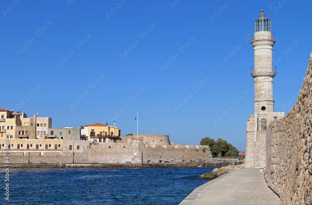 Chania city and harbor at Crete island in Greece