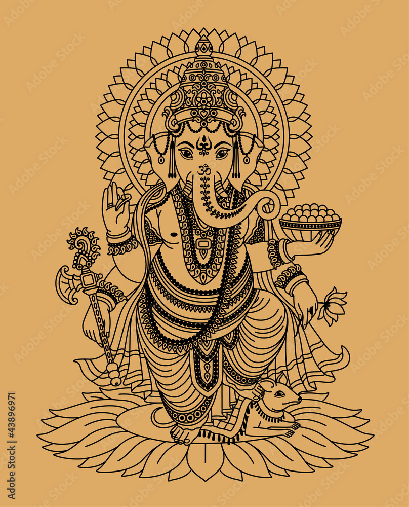 Indian god Ganesha - obrazy, fototapety, plakaty 