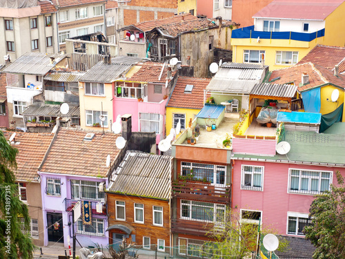 Canvas Print Aerial view of terraced housing in suburbs