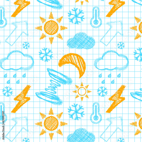 Weather hand drawn seamless pattern.