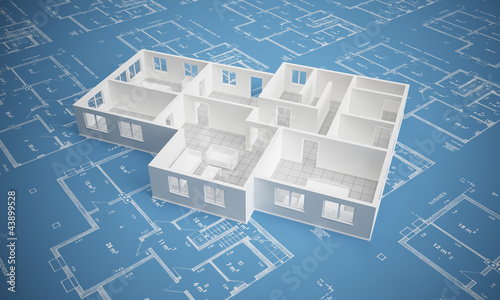 Grundriss Erdgeschoss auf Blaupapier