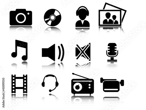 set of 12 multimedia icons