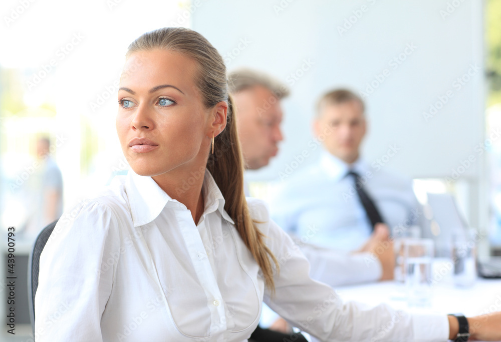 Portrait of a working woman thinking Portrait of a working woman thinking