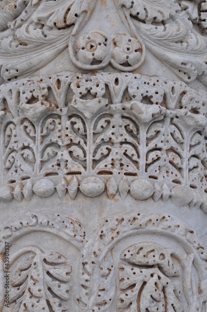 Marble ornament plant the columns of the Duomo of Siena