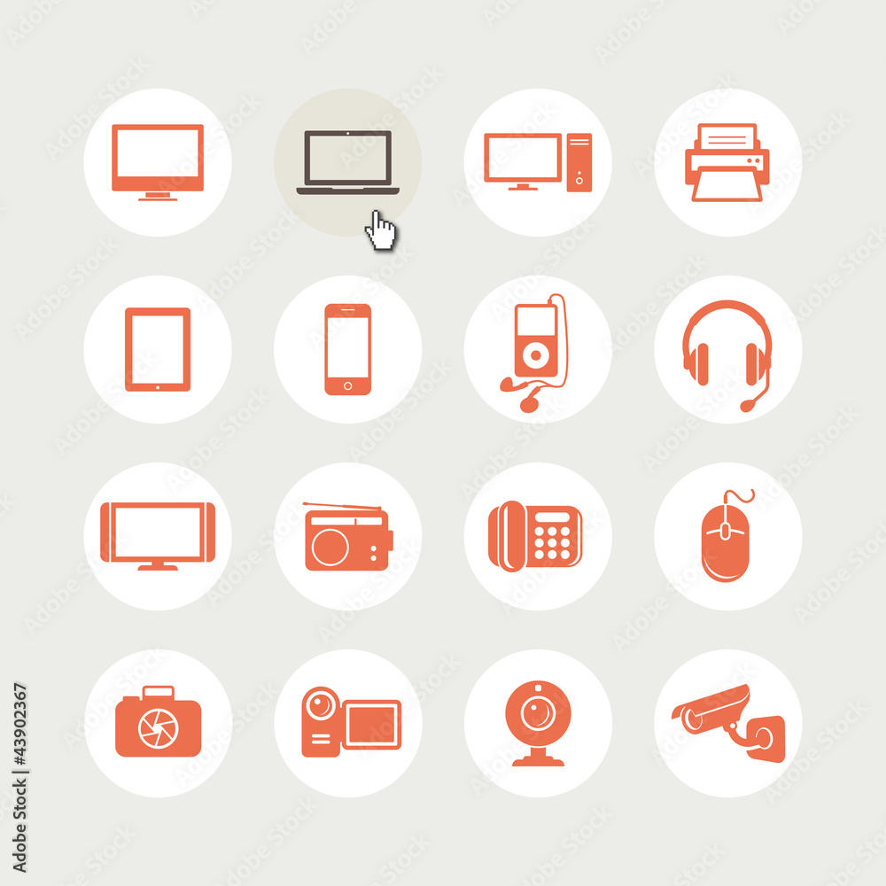 Set of electronic devices icons Set of electronic devices icons