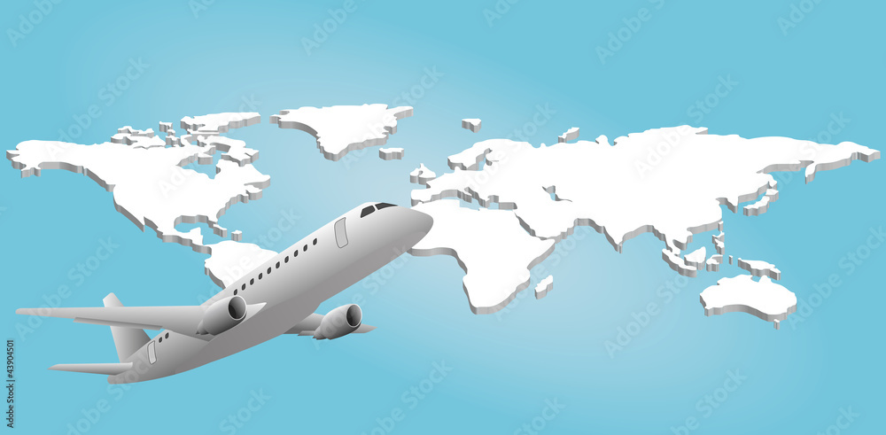 Naklejka premium airplane in world
