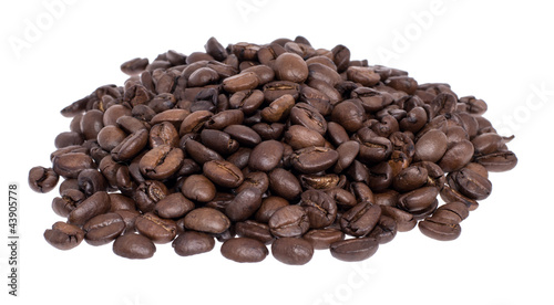 Heap of Coffee beans isolated on white