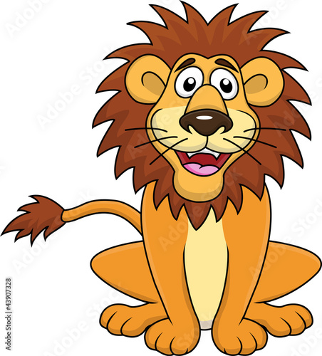 Fototapeta Naklejka Na Ścianę i Meble -  Funny lion cartoon sitting