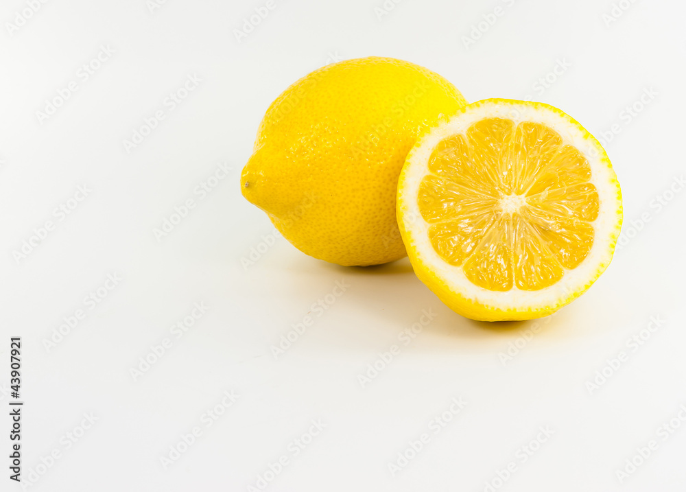 Yellow lemom on white background