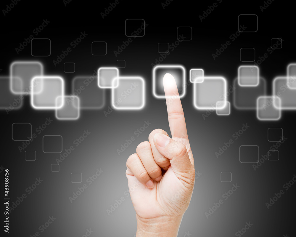 Hand of women pushing button on touch screen Hand of women pushing button on touch screen