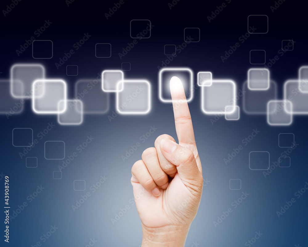 Hand of women pushing button on touch screen Hand of women pushing button on touch screen