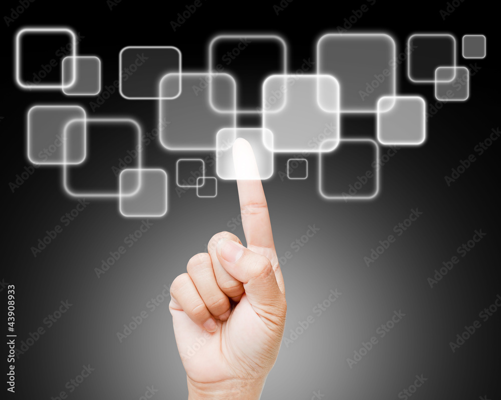 Hand of women pushing button on touch screen Hand of women pushing button on touch screen