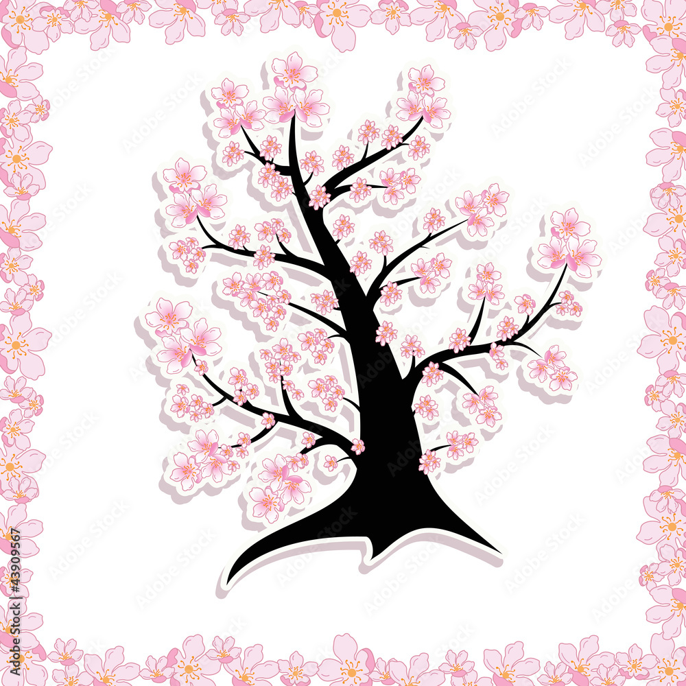 Blooming spring tree on a white background Blooming spring tree on a white background