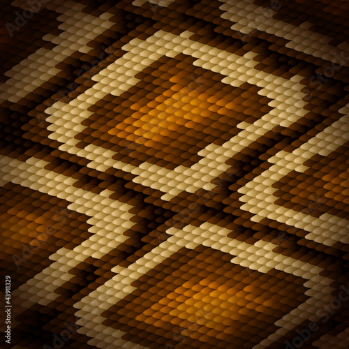 Python snake skin brown background. Vector illustration.
