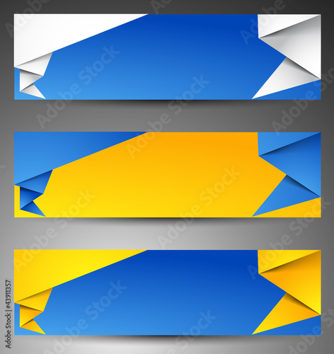 Set of origami web banners.