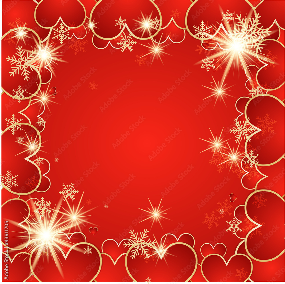 Valentine's day vector background with hearts and snow Valentine's day vector background with hearts and snow
