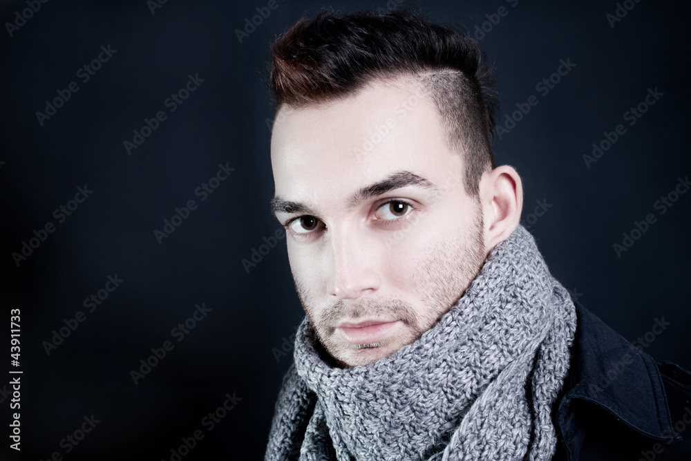 portrait of a young man with scarf portrait of a young man with scarf