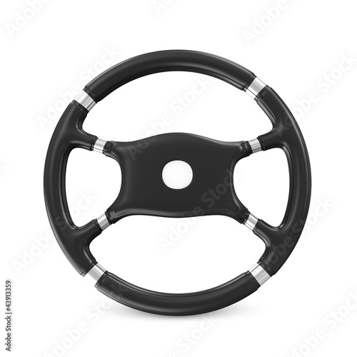 Black Steering Wheel on white background