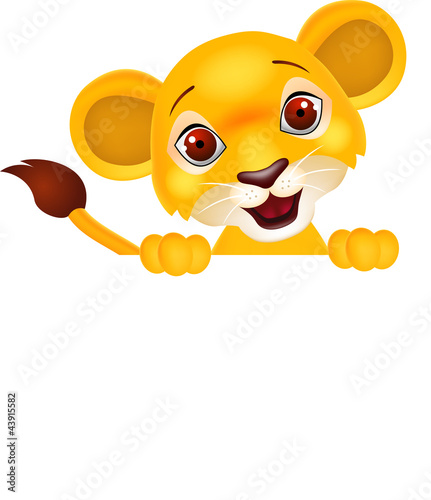 Lion with blank sign