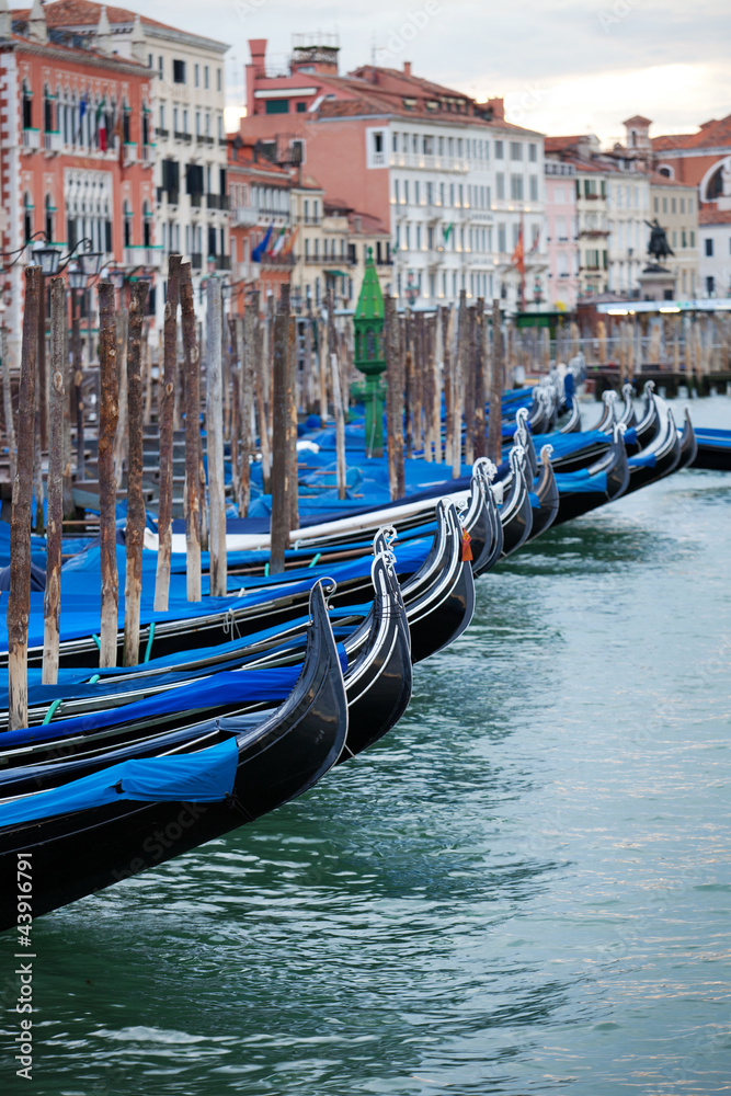 Parking gondolas at St. Marco Square, Venice, Italy