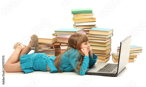 little girl with notebook a...