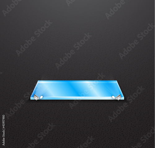 Vector glass empty exhibition shelf with floodlights