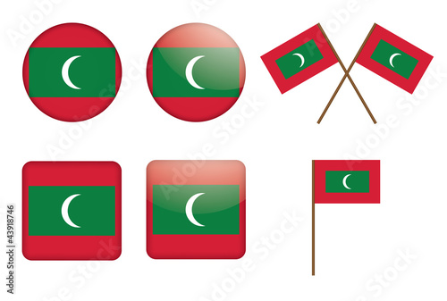 Free Download set of badges with flag of Maldives vector illustration - GFXLoad