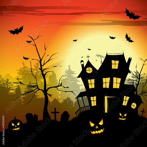Scary house - Halloween background