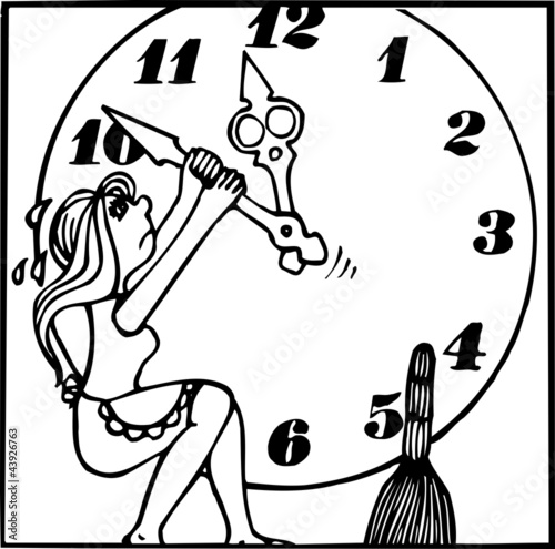Girl holding off the clock