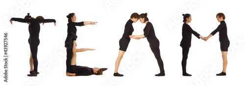Black dressed people forming TEAM word over white