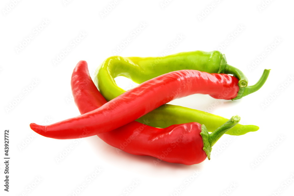 Burning red and green peppers.
