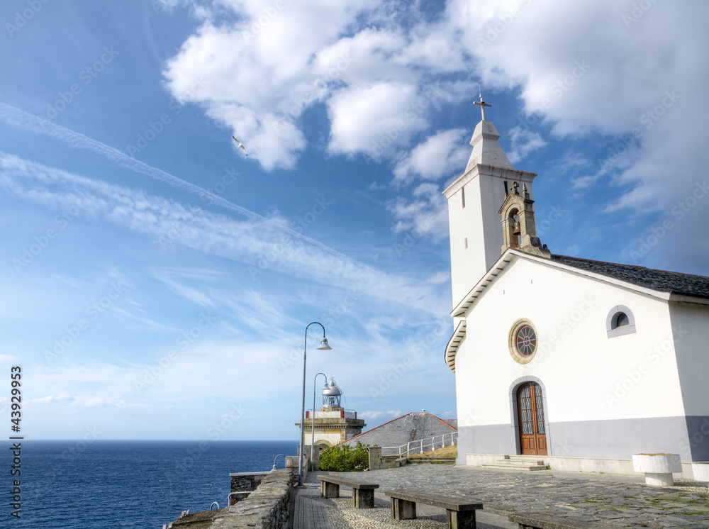 iglesia en la costa de luarca,asturias,españa