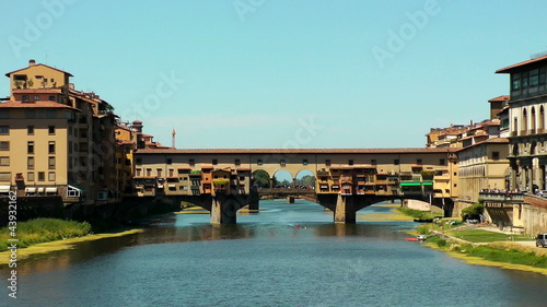 Ponte Vecchio in Florence on Arno river. Italy. Europe.