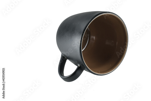 Black cup of coffee on white background