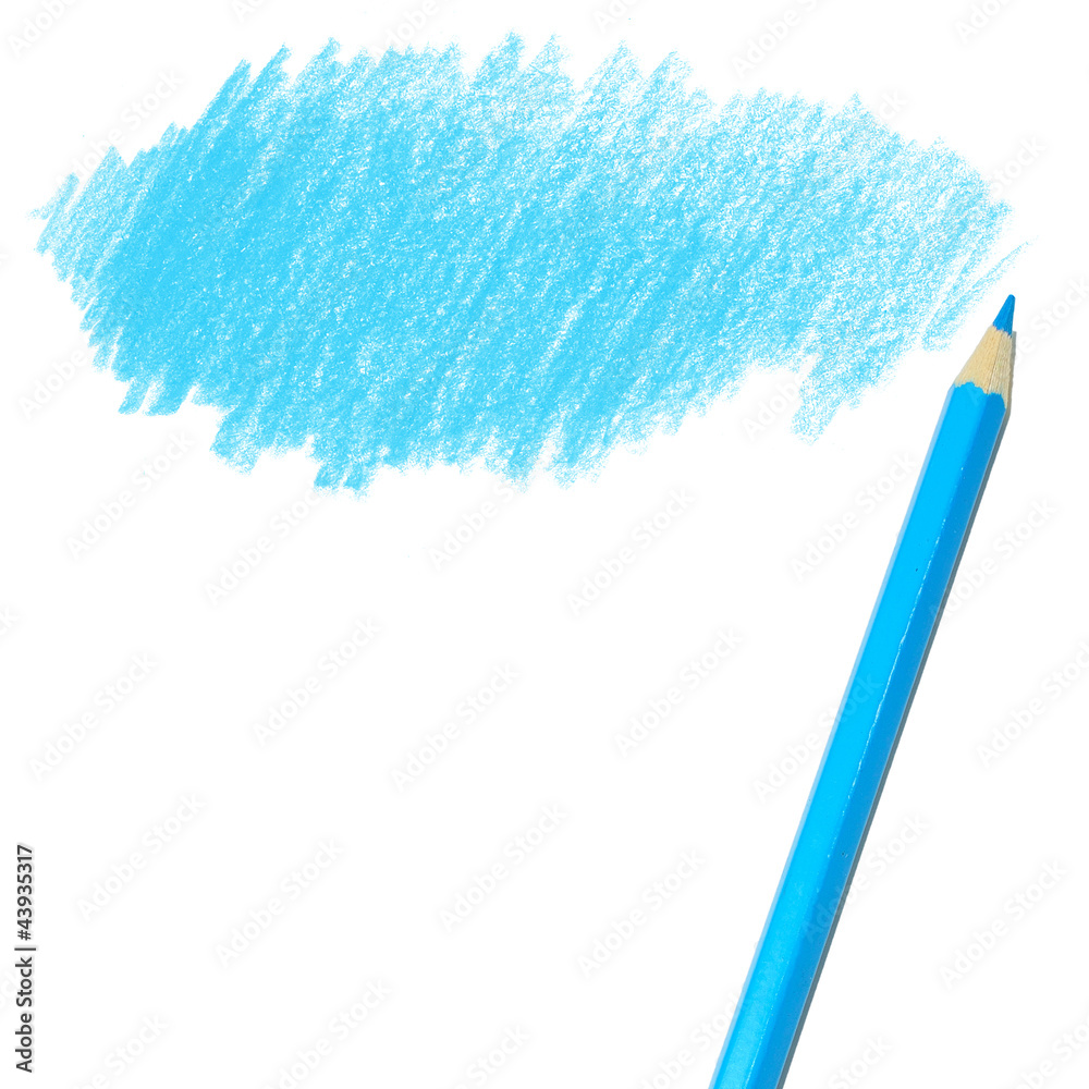 blue colored pencil drawing on a white background Stock Photo | Adobe Stock