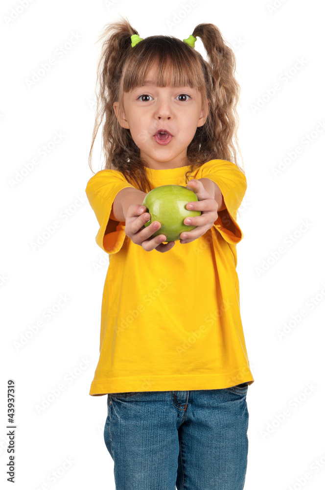Little girl with apple Little girl with apple