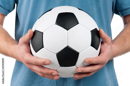 Man with classic soccer ball