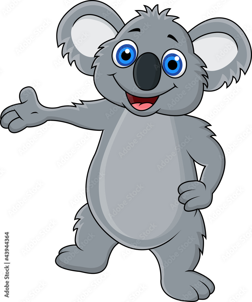 Naklejka premium Happy koala cartoon showing