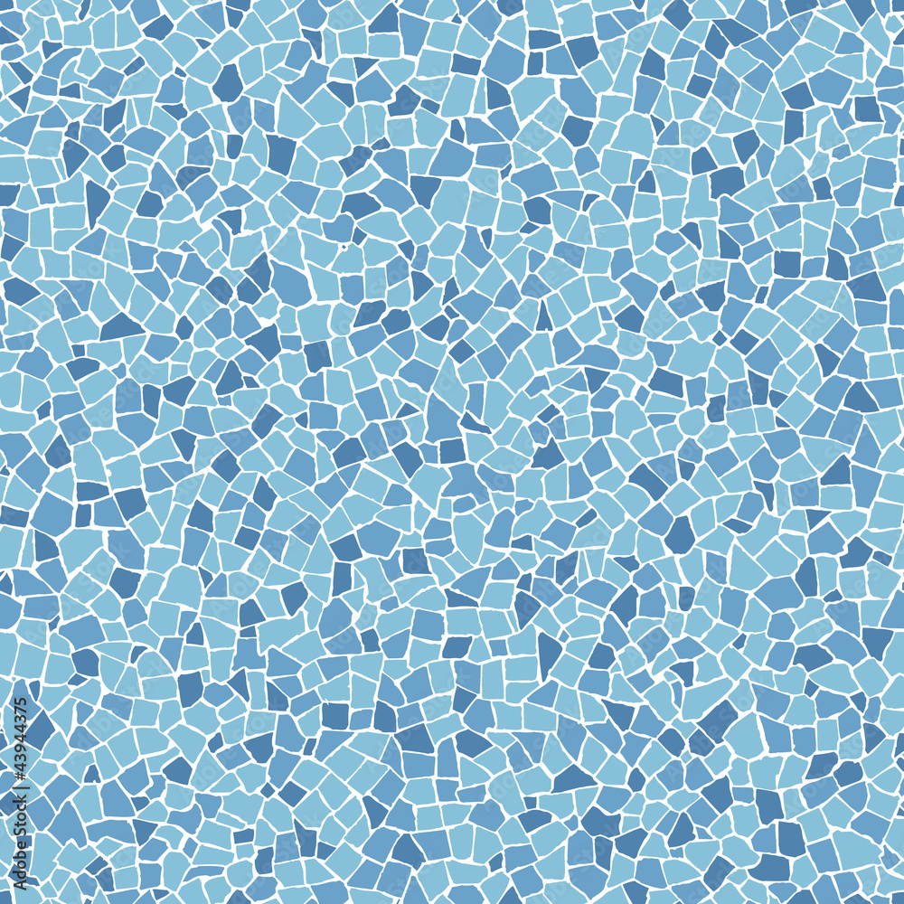 Wall Mural Broken tiles (trencadis) blue seamless pattern