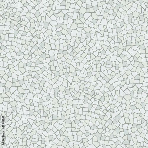 Broken tiles mosaic (trencadis) white seamless pattern