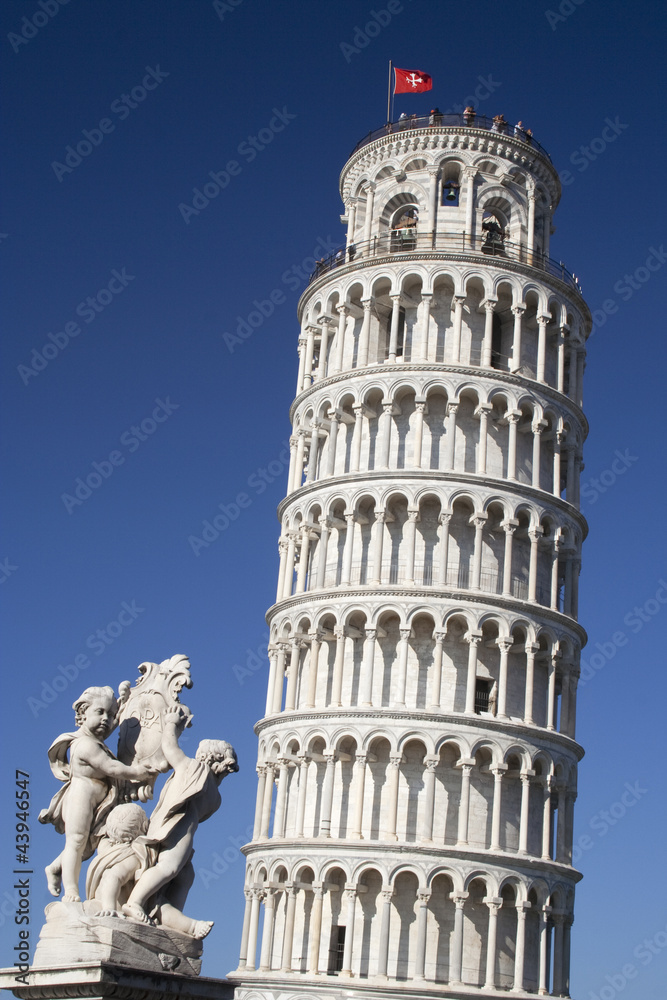 Leaning Tower of Pisa and Statue