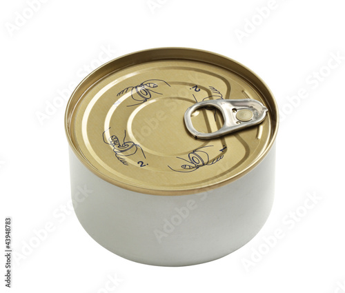 Canned food isolated on white background
