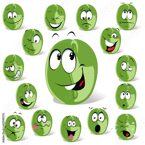 green coffee bean cartoon