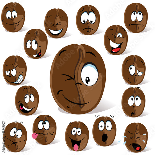 roasted coffee bean cartoon