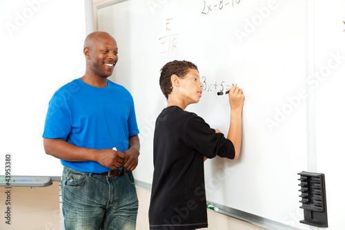 African American Math Teacher and Student